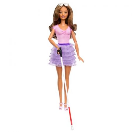 Deal Alert: Barbie Fashionistas Doll #228, Blind Doll Wearing Pink Top and Ruffled Skirt with Cane and Sunglasses in Partnership with The American Foundation for The Blind — only $3.01 (reg $4.42)