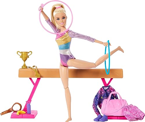 Barbie Gymnastics Doll & Accessories, Playset with Blonde Fashion Doll, C-Clip for Flipping Action, Balance Beam, Warm-Up Suit & More — only $14.95 (reg $32.39)