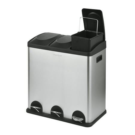 Step N Sort 3 Compartment Stainless Steel Kitchen Trash and Recycling Bin 16 gal $59.98 (reg $120.00)