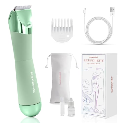 SUPRENT Bikini Trimmer Women - Painless Ladies Hair Removal - Waterproof Wet & Dry - 2 in 1 Lady Shaver for Pubic & Facial Hair - Cordless Electric Razor with USB-C Rechargeable - Green SUPRENT Bikini Trimmer Women - Painless Ladies Hair Removal - Waterproof Wet & Dry - 2 in 1 Lady Shaver for Pubic & Facial Hair - Cordless Electric Razor with USB-C Rechargeable - Green
