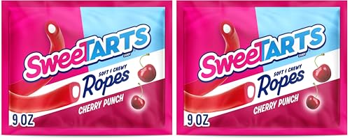 SweeTARTS Soft & Chewy Ropes Candy, Cherry Punch, 9 Ounce (Pack of 2)