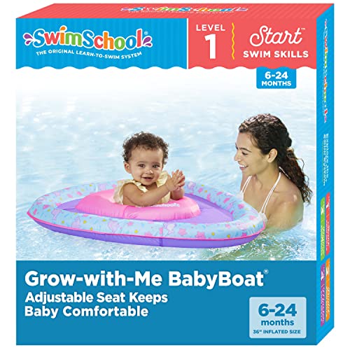 SwimSchool Lil’ Narwal Baby Pool Float - 6-24 Months - Infant Swim Float with Splash & Play Activity Center and Safety Seat - Pink