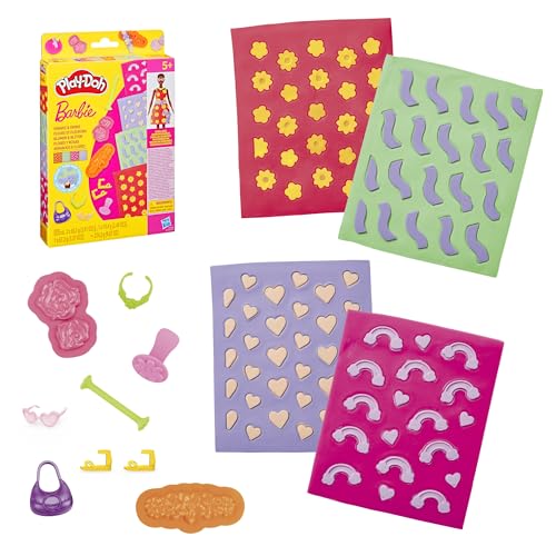Play-Doh Barbie Flowers and Florals Accessory Pack, 4 Refill Pattern Sheets of Modeling Compound, 8 Fashion Accessories, Kids Arts and Crafts for Ages 5+