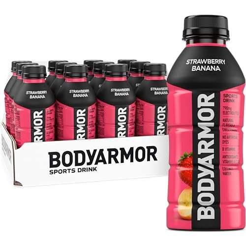 BODYARMOR Sports Drink Sports Beverage, Strawberry Banana, Coconut Water Hydration, Natural Flavors With Vitamins, Potassium-Packed Electrolytes, Perfect For Athletes, 16 Fl Oz (Pack of 12) (No color, 16 Ounce (Pack of 12)) BODYARMOR Sports Drink Sports Beverage, Strawberry Banana, Coconut Water Hydration, Natural Flavors With Vitamins, Potassium-Packed Electrolytes, Perfect For Athletes, 16 Fl Oz (Pack of 12) (No color, 16 Ounce (Pack of 12))