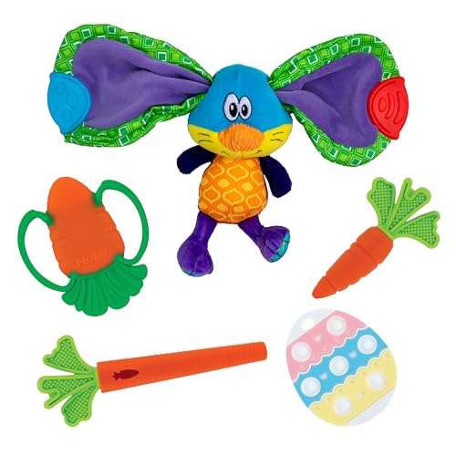 Nuby Baby Play and Explore Easter Gift Bundle – Silicone Carrot Tube Teether, Veggie Teether, Carrot Massaging Teether, and Teether Tugz Plush Toy – Easter Basket Stuffers for Babies (Multi Color) Nuby Baby Play and Explore Easter Gift Bundle – Silicone Carrot Tube Teether, Veggie Teether, Carrot Massaging Teether, and Teether Tugz Plush Toy – Easter Basket Stuffers for Babies (Multi Color)