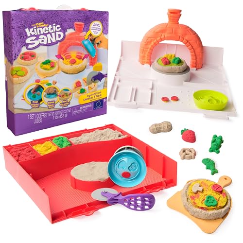 Kinetic Sand, SquishPizza Rising Pizza Oven Playset with 1lb Play Sand & 5 Tools, Play Food Arts & Crafts, Holiday Gifts & Stocking Stuffers for Kids Ages 3 and up