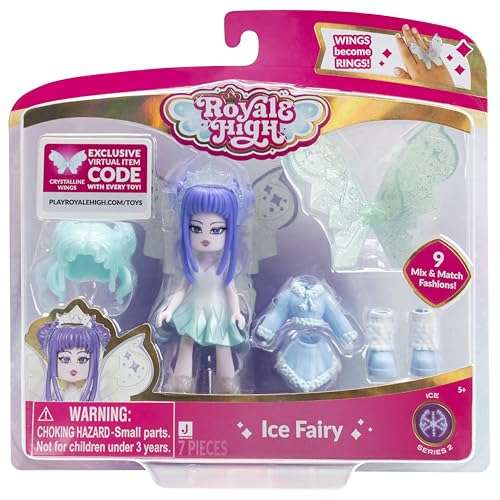 Royale High 3” Ice Fairy Fashion Doll - 1 Figure with 9 Fashion Accessories - Virtual Item Code Included - Series 2 - Ages 5+