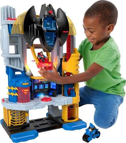 Fisher-Price Imaginext DC Super Friends, Batman Toy, Ultimate Headquarters Playset 2-Ft Tall, Lights Sounds & 10 Pieces for Kids Ages 3+ Years