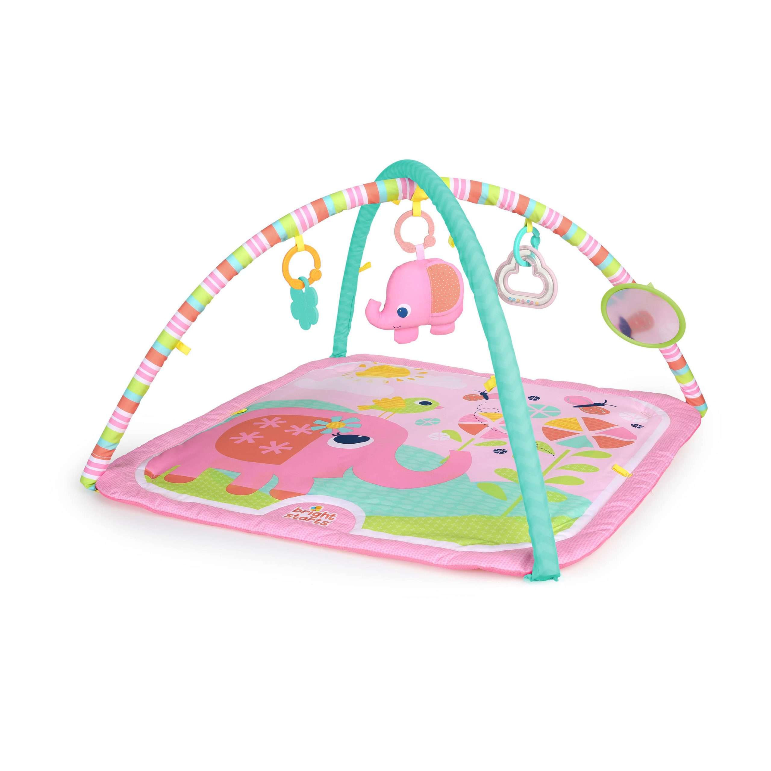 Bright Starts Fanciful Flowers Baby Activity Gym Play Mat Pink