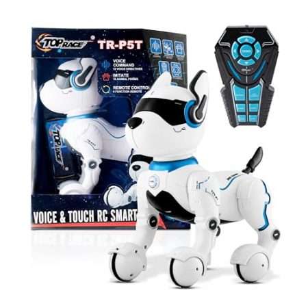Deal Alert: Top Race Rechargeable Robot Dog- Interactive Smart Robo Dog for Kids Ages 5-7 – Programmable with Remote Control, Voice and Touch Features – Realistic Actions and Perform Tricks – 4x5x6 Inches (White)
