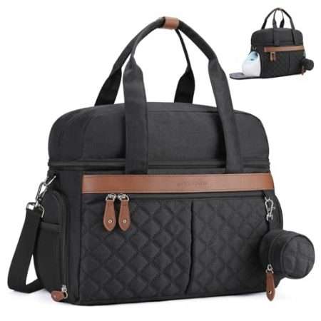 Deal Alert: Breast Pump Bag, Diaper Bag Tote with 4 Cooler Pockets, Double-Layer Work Bag for Breastfeeding Mom fit 15” Laptop