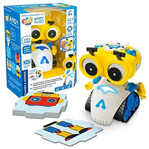 Thames & Kosmos Andy: The Code & Play Robot | Screen-Free Coding & Robotics Kit for Ages 4+ | Pre-Built Robot w/Intuitive Buttons for Preschoolers to Start Programming! | No Smart Device Required