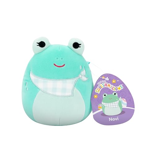 Squishmallows Original 5in Novi The Teal Frog with Gingham Bandana – Official Jazwares Plush (Little)